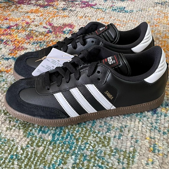 Adidas Samba Classic Leather Sneakers Black White Light Brown WOMEN'S 6.5 - Picture 3 of 11